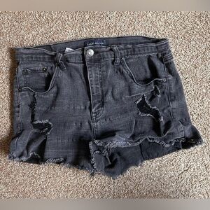 Aeropostale Women's Black Distressed Shorts